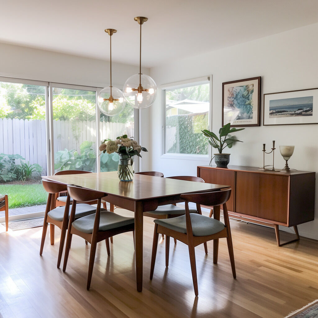 Mid century modern MCM dining room space Calgary interior design