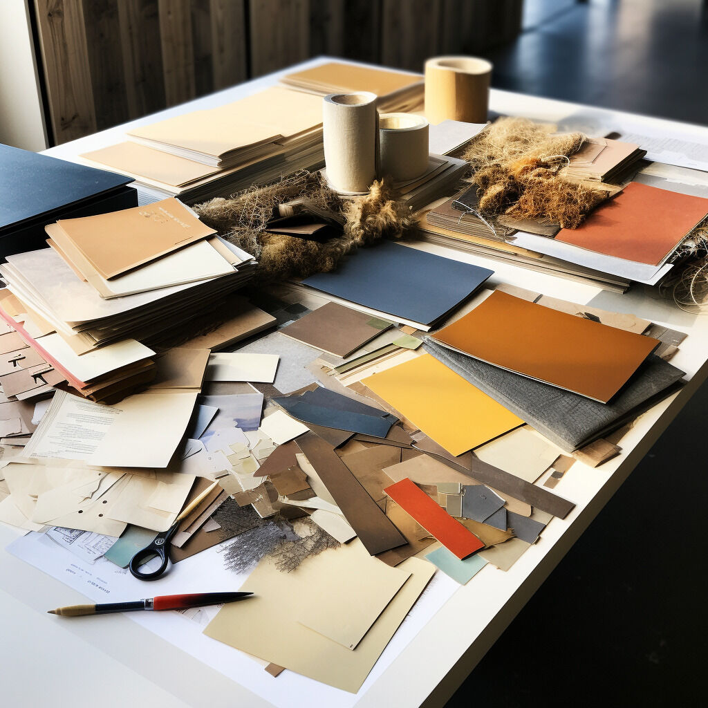 Calgary interior designer materials laid out on table