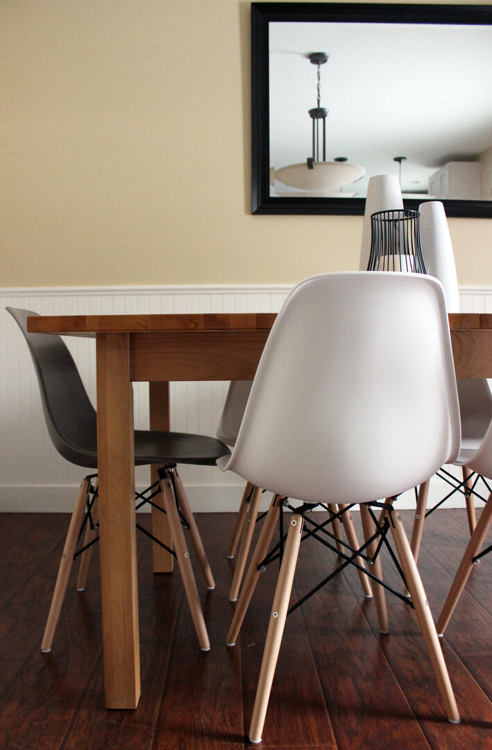 Modern dining room with eiffel chairs