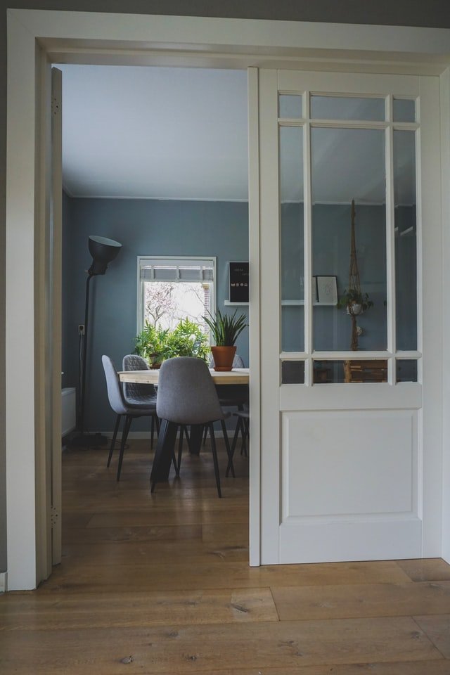 Rustic white pocket door