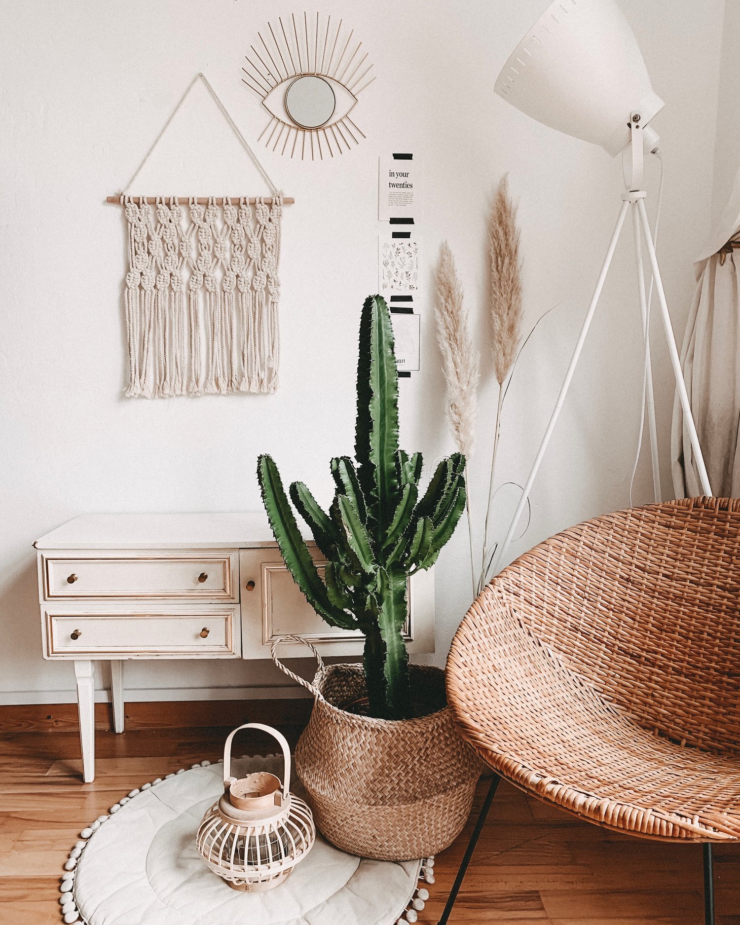 Cactus and rattan furniture with a rustic table