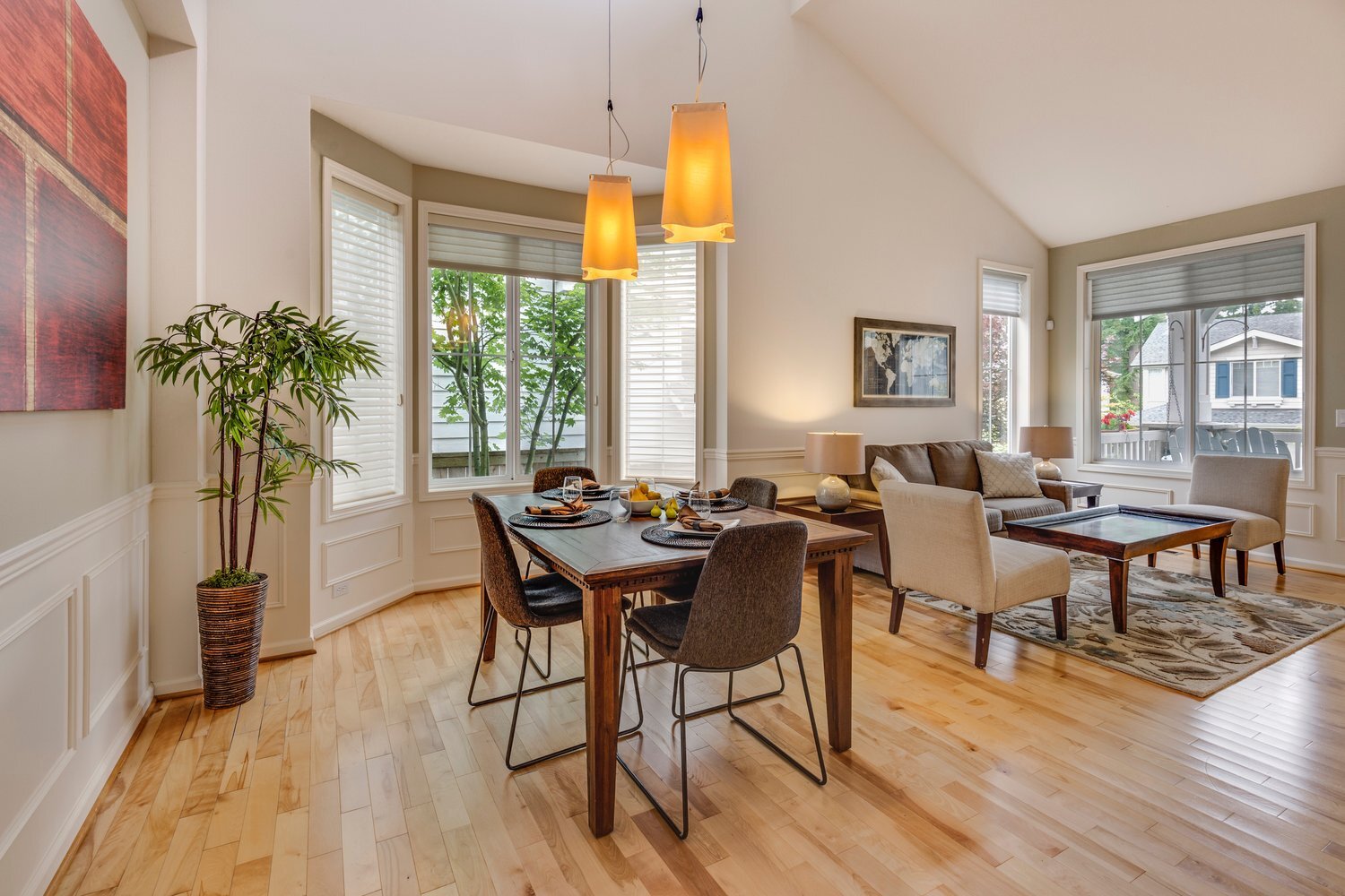 Open concept living and dining room