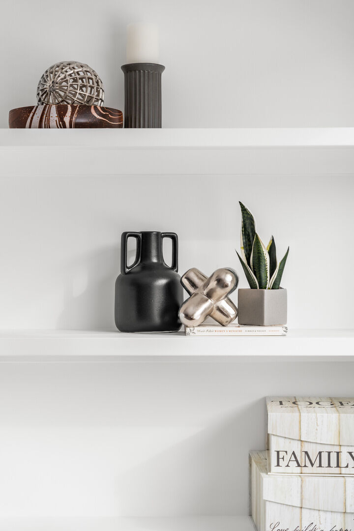 Organized modern white shelf